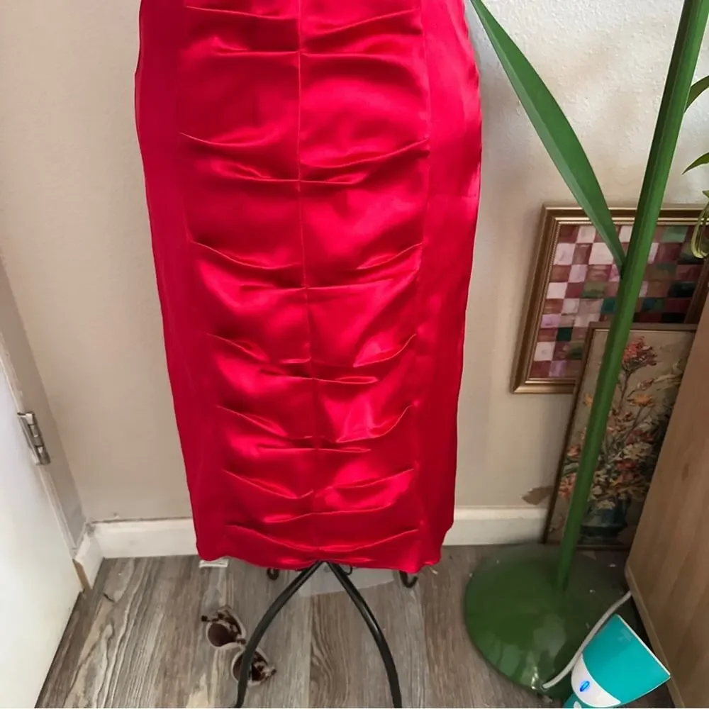 Morgan & Co Ruched Satin Midi Dress S - Picture 5 of 9